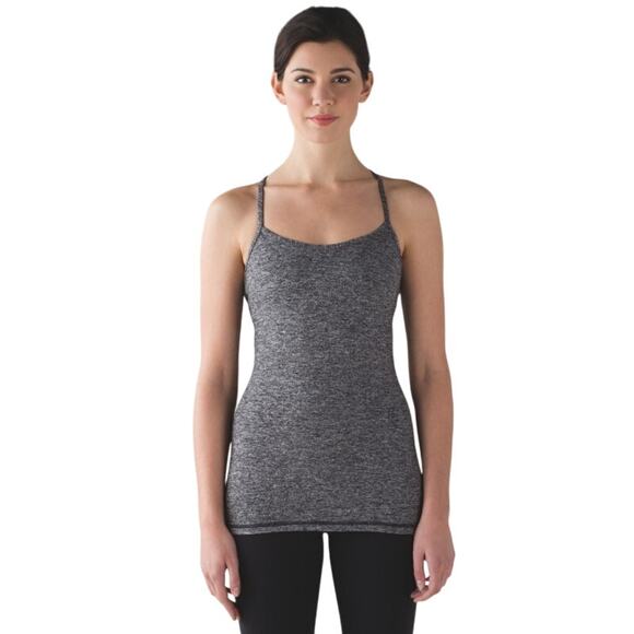 LULULEMON Power Y Luon Tank in Heathered‎ Black-Size 8 - Picture 1 of 5